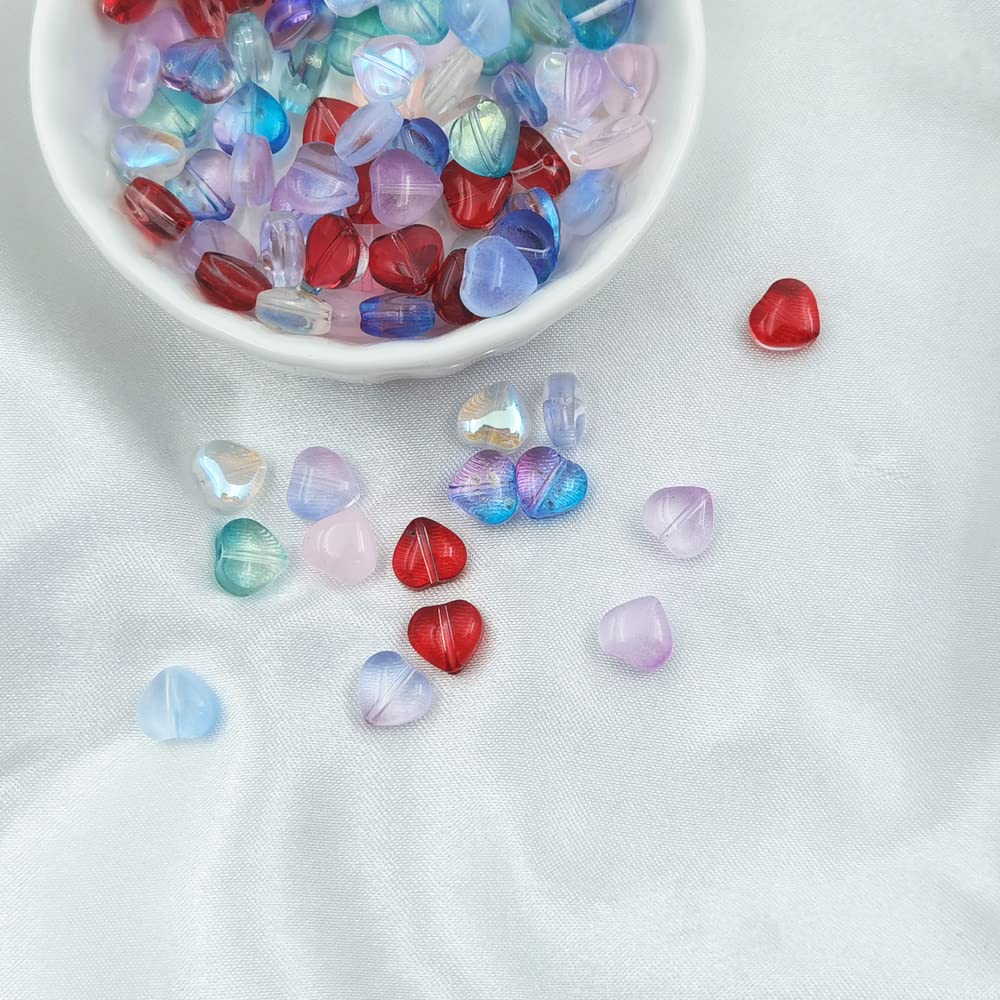 INSPIRELLE 100pcs Heart Crystal Glass Spacer Beads for Jewelry Bracelet Necklace Making, 8mm