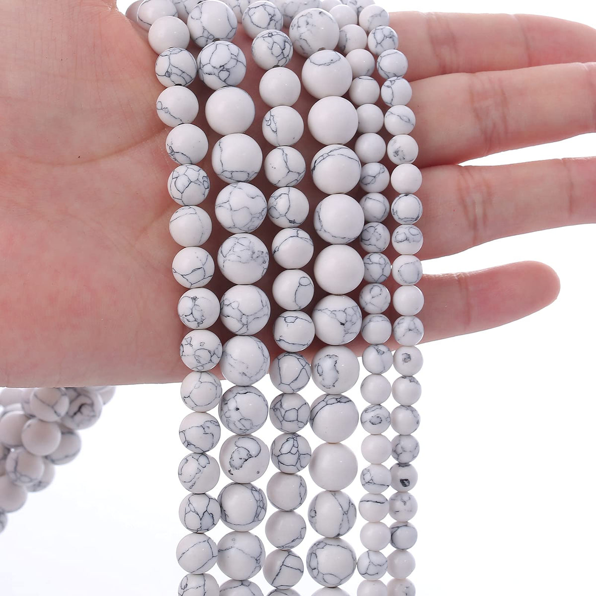 36PCS 10MM White Howlite Turquoises Round Loose Beads Natural Gemstone Beads for Jewelry Making DIY Bracelet Necklace 15"