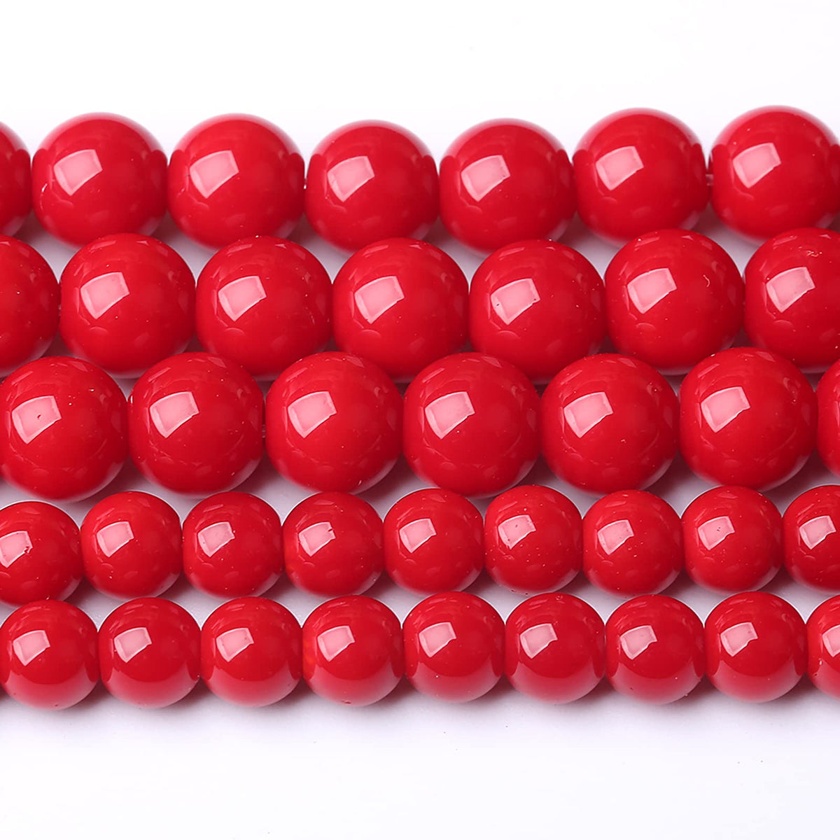 8MM 46PCS Red Glass Round Spacer Loose Beads for Jewelry Making 15 inches DIY Bracelet Necklace