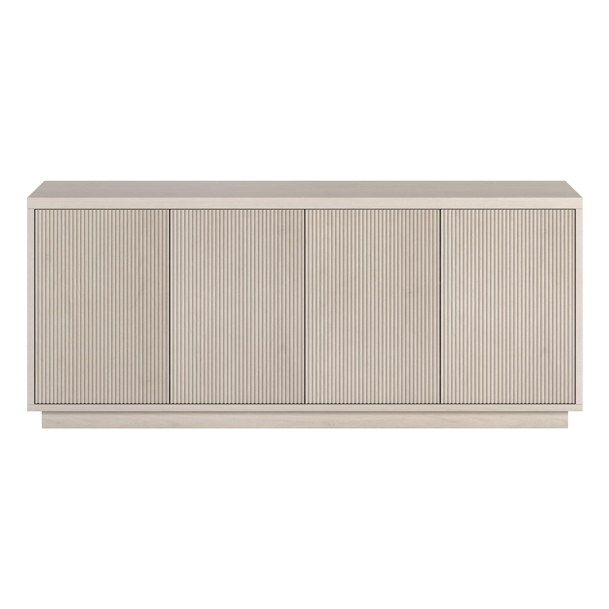 Henn&Hart Fluted TV Stand for TVs up to 65" with 2 Concealed Ribbed Storage Cabinets and Adjustable Shelves for Living Room, Family Room, or Office, Beech White