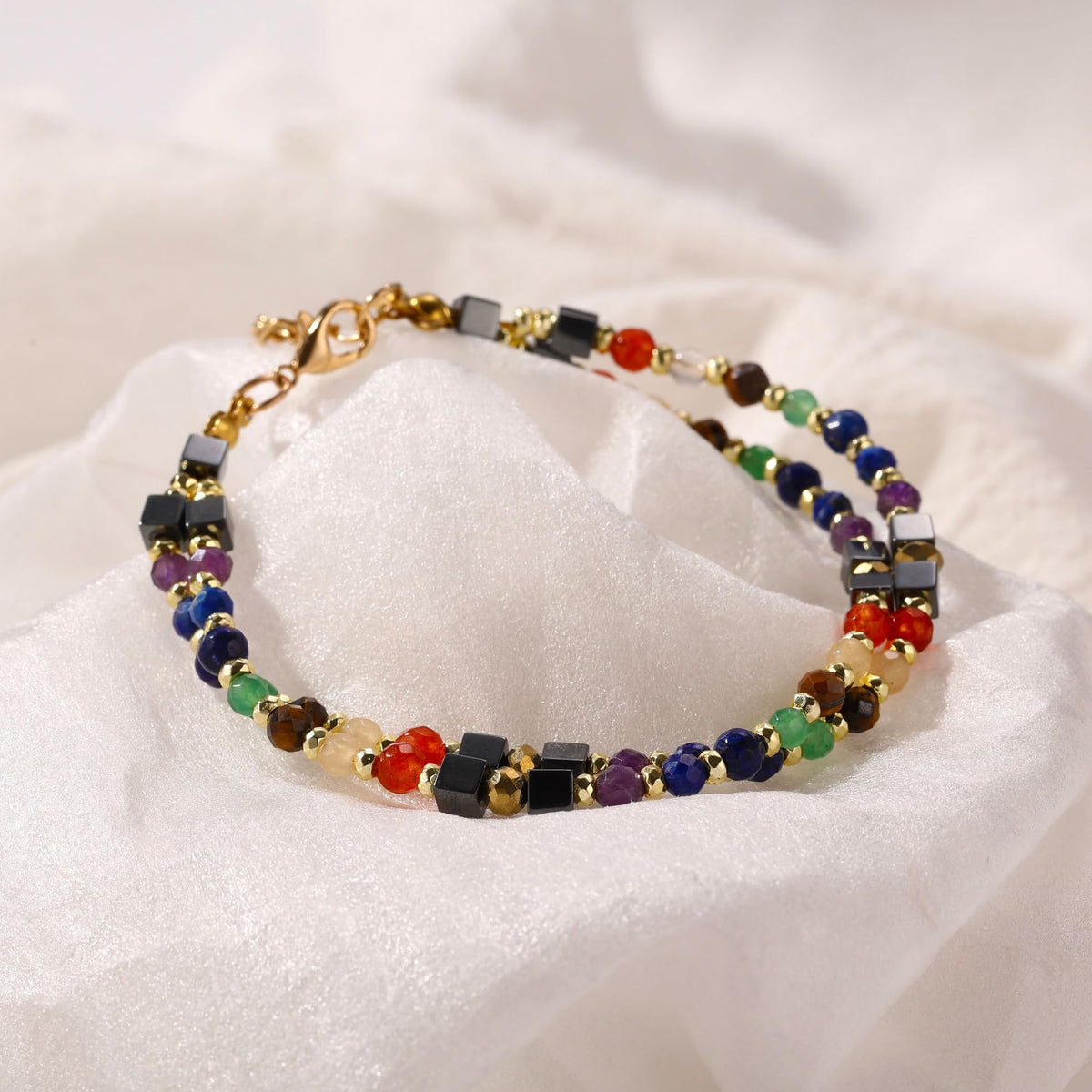 OTXIXTO Beaded Bracelets for Women 4mm Natural Gemstone Energy Chakra Healing Crystal Bracelet Dainty Handmade Jewelry Gifts - A1