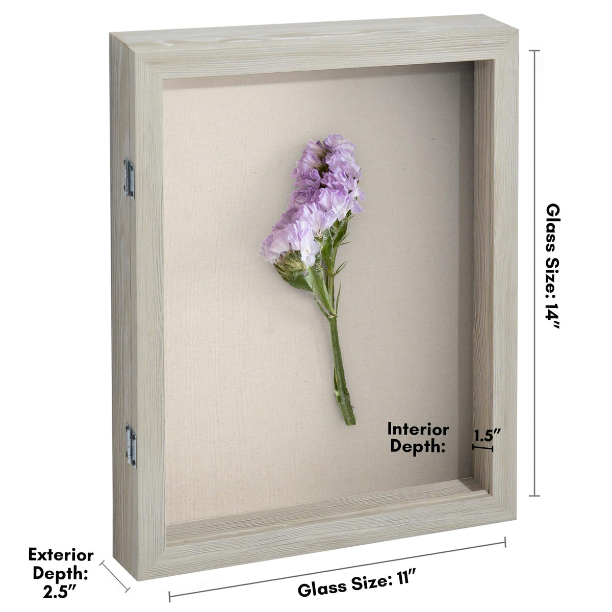 Americanflat Front Opening 11x14 Shadow Box Frame with Shatter-Resistant Glass - Silhouette Collection - Shadow Box Display Case for Tabletop and Wall Display - Grey Wood