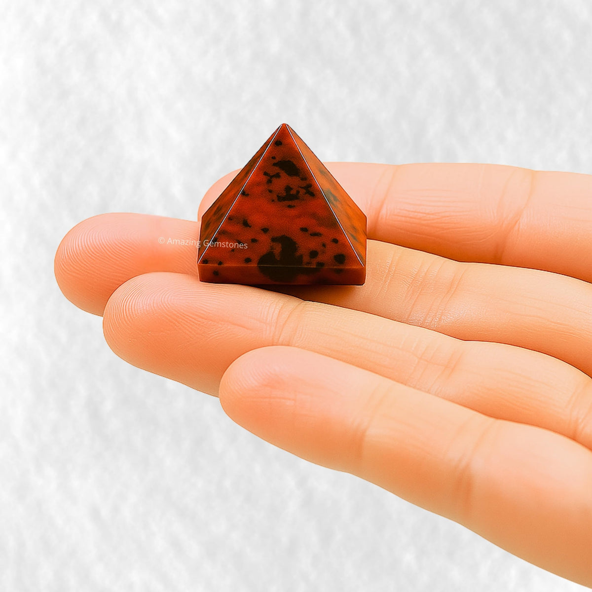 Amazing Gemstone Mahogany Obsidian Pyramid Crystal Healing Stones - 1" Great Pyramid Figurine of Natural Stone Pyramid for Meditation, Reiki, Chakra Balancing and Crystal Pyramids Grid