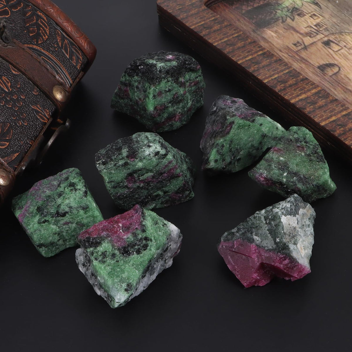 1Lb Ruby Zoisite Raw Stones Large Healing Crystals Natural Rough Stones for Tumbling, Cabbing, Fountain Rocks, Jewelry Making, Healing, Meditation, Reiki