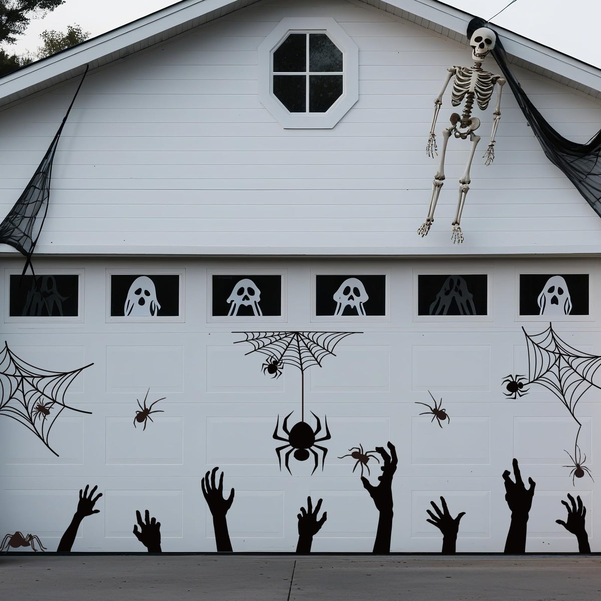 JarThenaAMCS 22 Pcs Halloween Garage Magnets Decoration Black Spider Web Hand Garage Door Decals Magnetic Refrigerator Stickers for Halloween Holiday Party Home Car