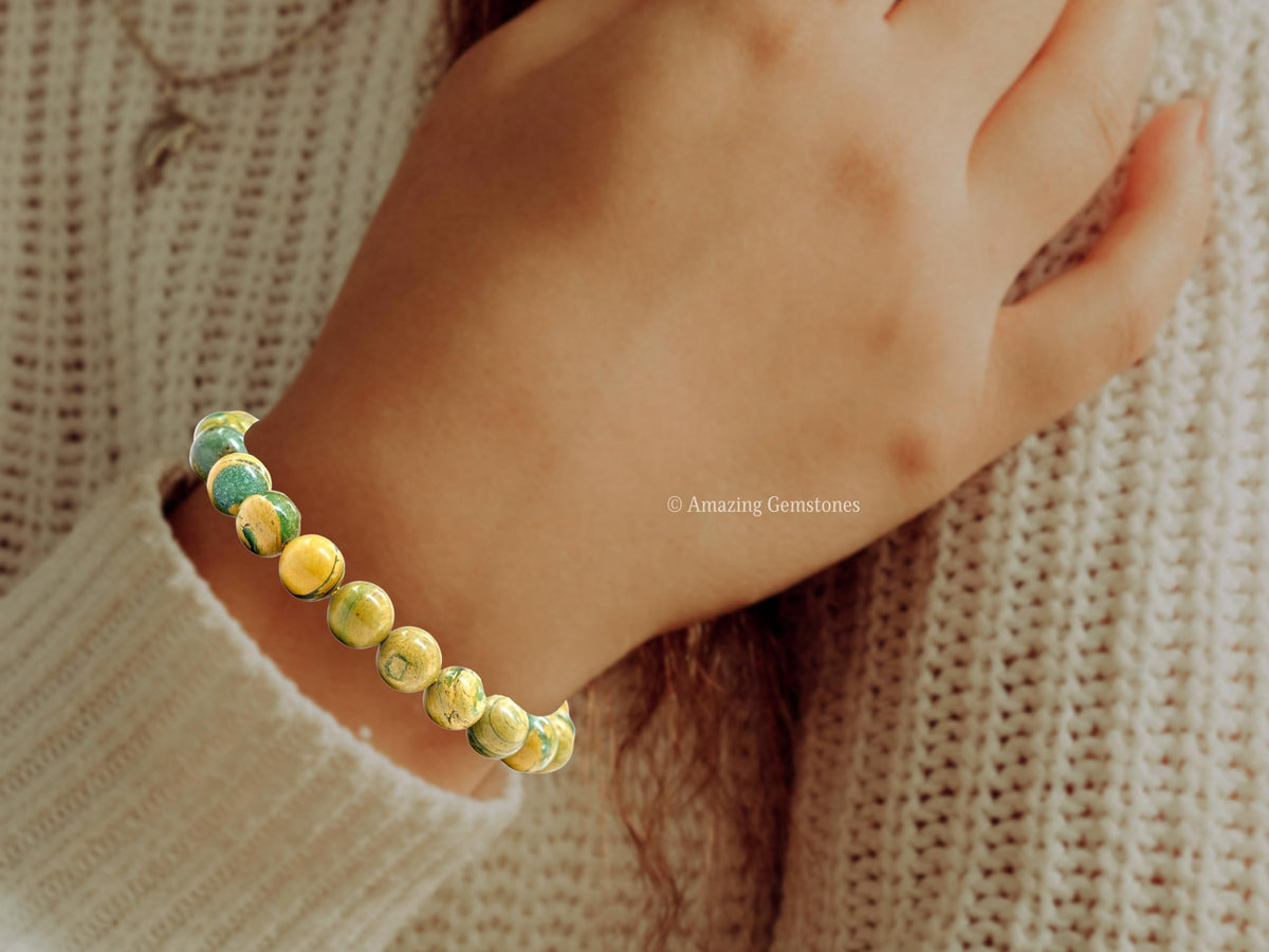 Amazing Gemstone Muscovite Bracelet for Women Men's Gifts - Protection Healing Crystal Bracelet - 8mm Gemstones Beaded Adjustable Bracelet Pulseras Para Hombres Mujer Stocking Stuffers
