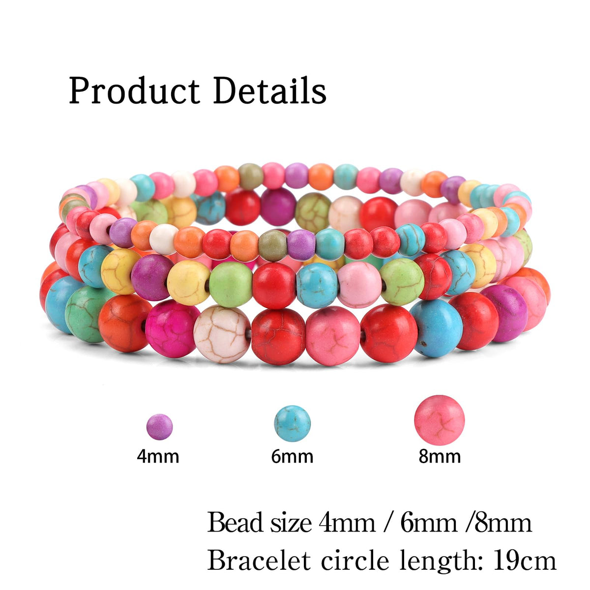 Risyfjew 3 PCS Healing Crystal Bracelets for Women 8mm Natural Stone Beaded Stretch Bracelet Amethyst Jewelry Gifts