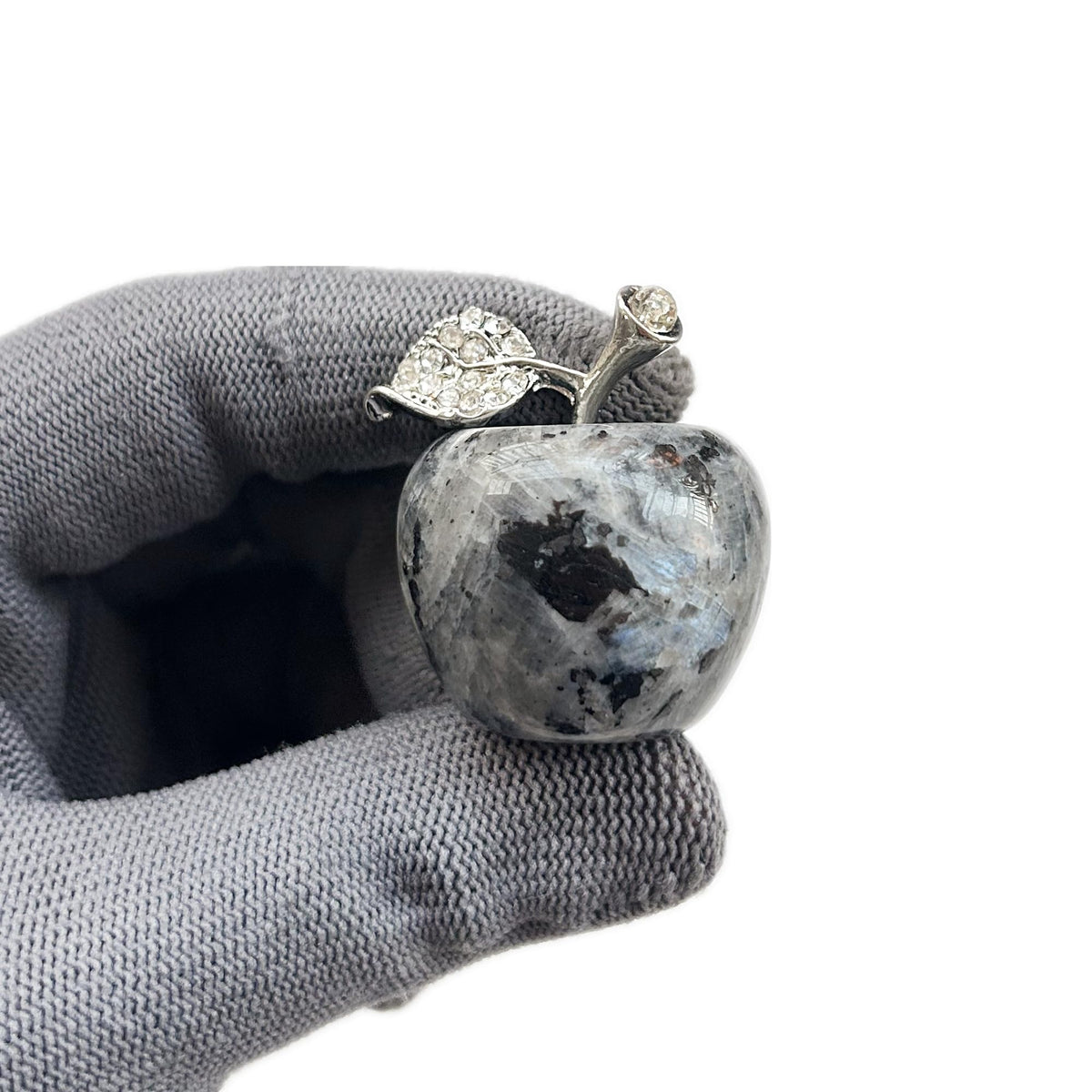 Sunshcat Natural Black Labradorite 1.18 Inchs Apple Crystal and Healing Stone Statues,Room Decoration Christmas Decorations Thanksgiving Gifts Office Gifts Collectibles