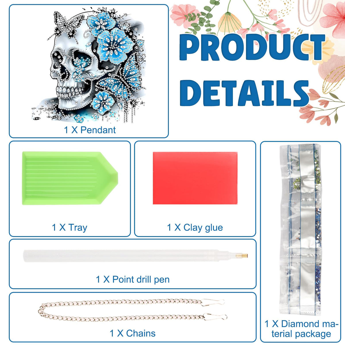 DOMROM Skull Diamond Art Hanging Kits for Adults Beginners, Special Shaped Crystal Diamond Painting Skull Pendant, DIY Diamond Art Suncatchers for Home Garden Wall Decor Gift