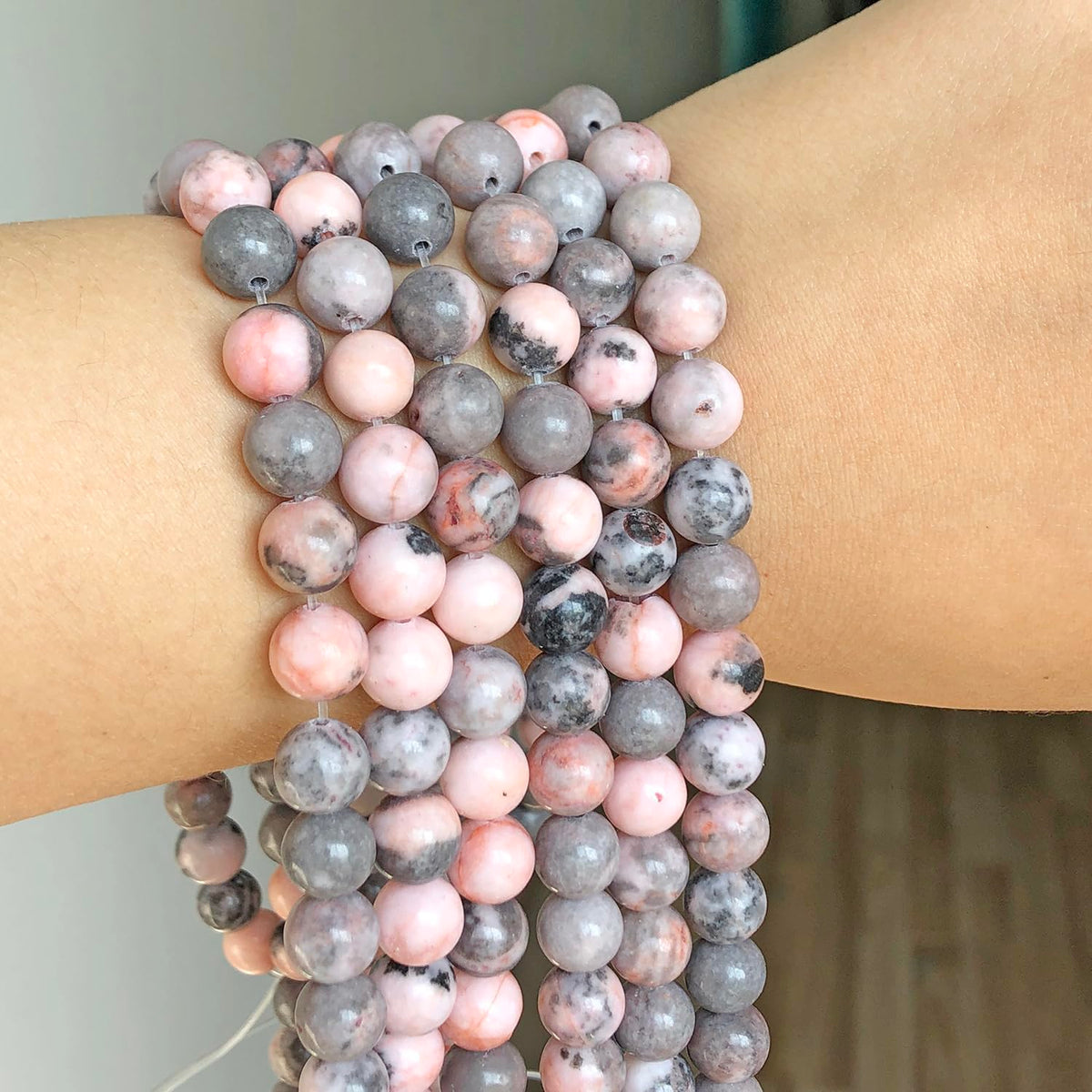 6mm Pink Zebra Natural Stone Beads Round Loose Beads for Jewelry Making Yochus DIY Beads Bracelet Necklace