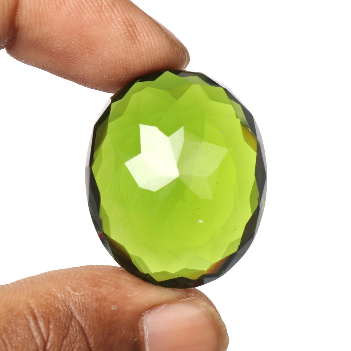 REAL-GEMS Natural Brazilian Green Amethyst Loose Gemstone Brilliant Oval Cut 58.15 Ct Translucent Crystal for Jewelry Making