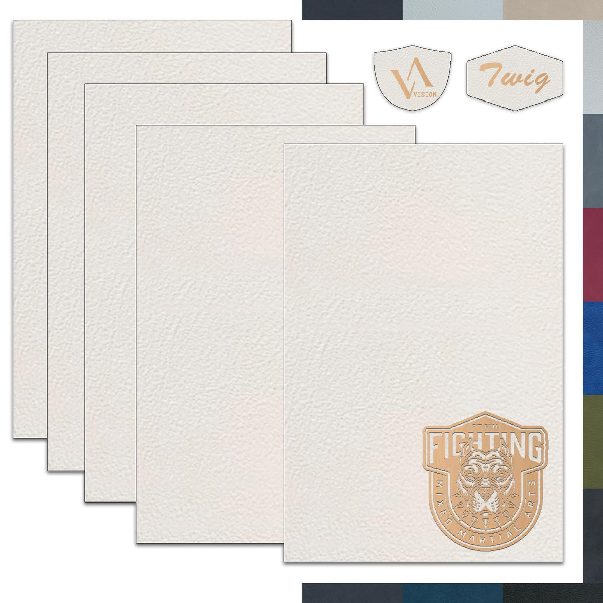 Cream/Gold Laserable Leatherette Sheet Laser Engraving Blanks White Faux Leather Hat Patches Heat Press Iron-on with Heat-Activated Adhesive Backing for Beanie Cap Crafts Material Supplies,1.8mm,5-Pcs