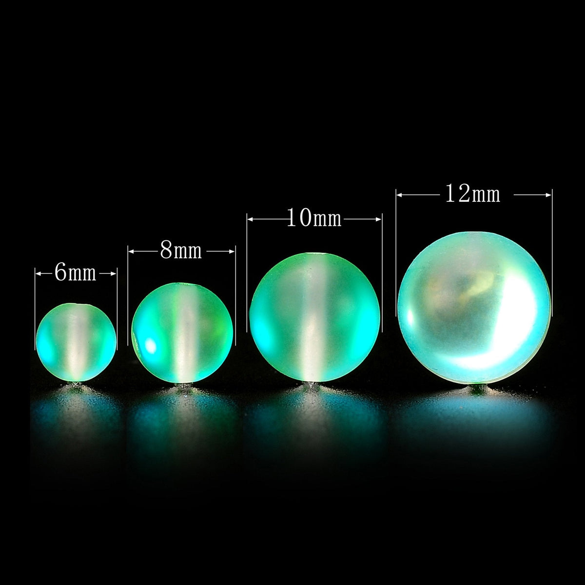 RUBYCA 10mm Round Moonstone Matte Crystal Glass Beads Aura for Jewelry Making Green, 1 Strand
