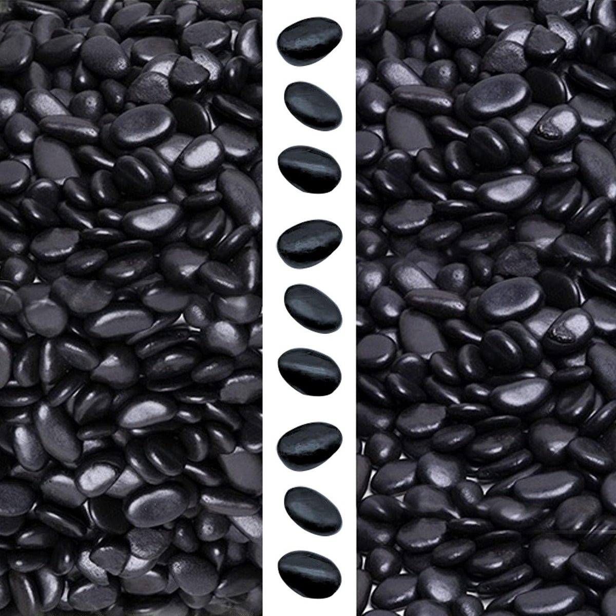 gemshan 2lb Black Pebbles for Plants Polished Stone Bulk 7mm-9mm River Rocks for Aquarium Vase Plant Decoration