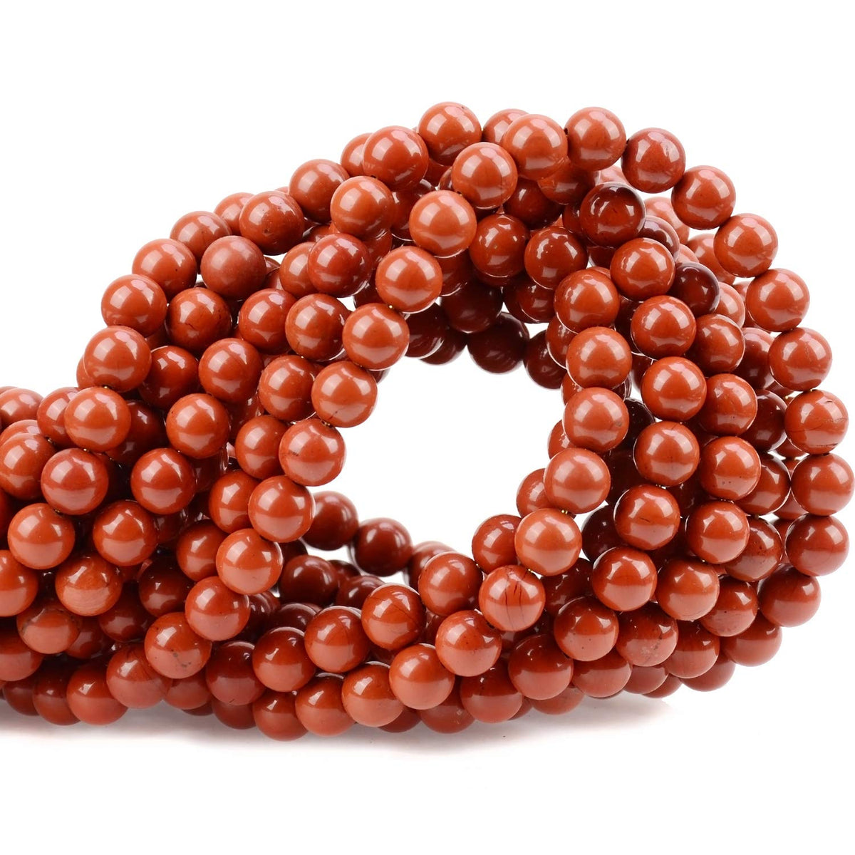 100Pcs Natural Crystal Beads Stone Gemstone Round Loose Energy Healing Beads with Free Crystal Stretch Cord for Jewelry Making (Red Jasper, 8MM)