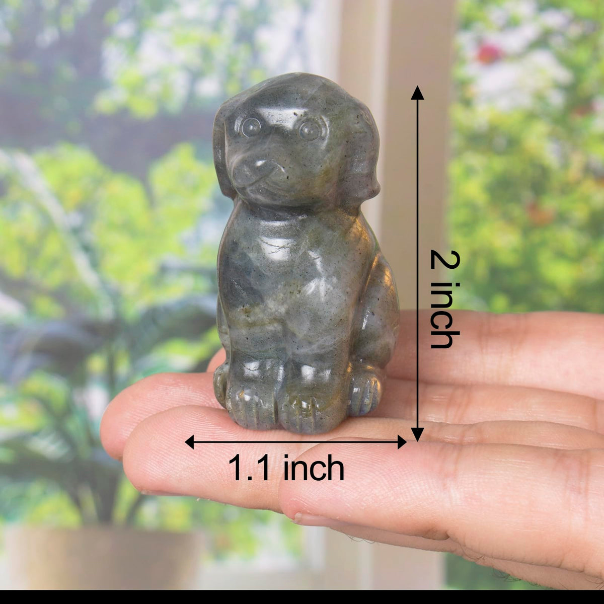 Ytbeoxk Hand-Carved Natural Labradorite Crystal Dog Sculpture for Spiritual Healing Energy Stone,Feng Shui Wealth Protection Figurine, Home,Office Desk Decor,Unique Gift for Pet Lovers,Birthday.