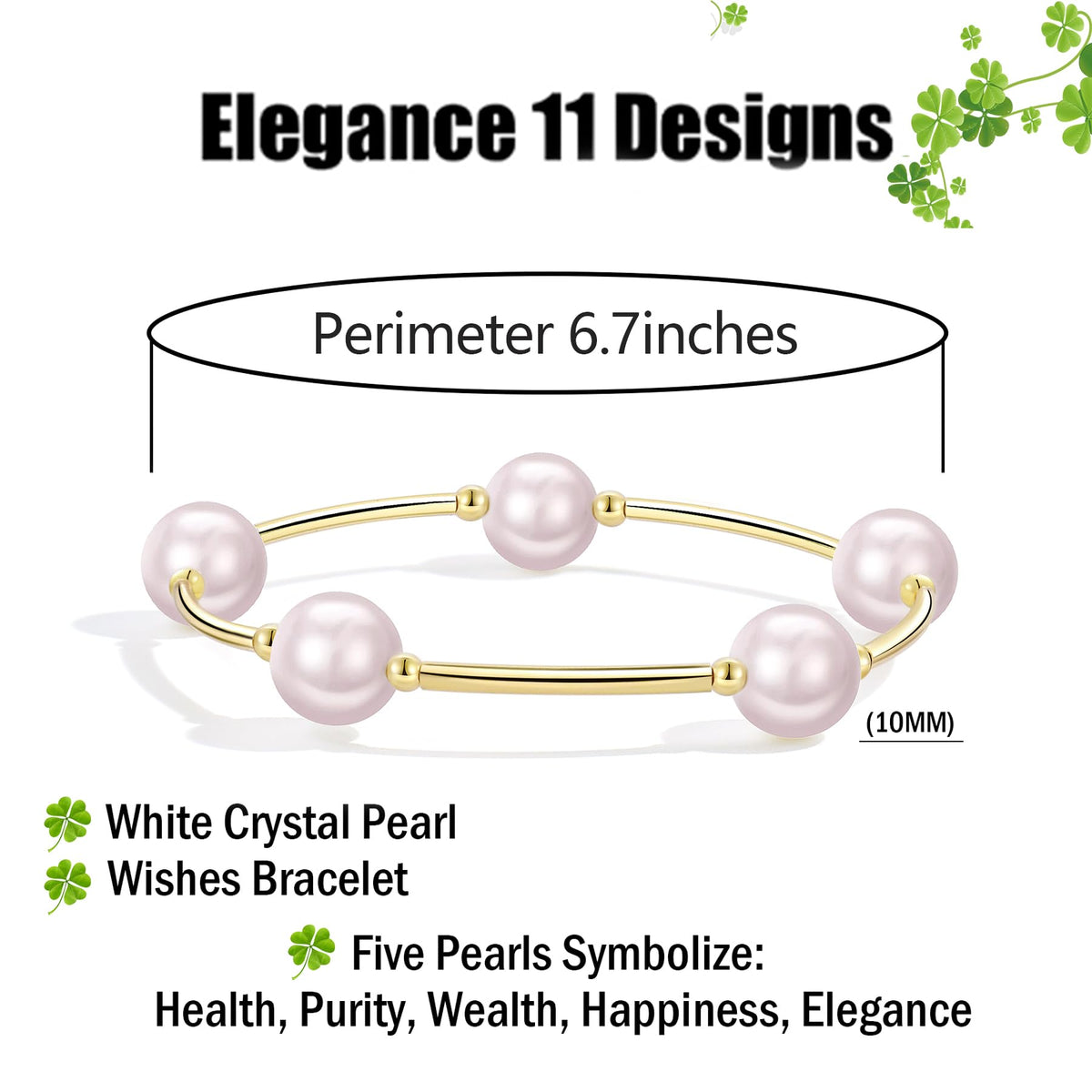 Elegance 11 designs Blessing Bracelet 10mm Crystal Pink Pearl Bracelet Dainty Gold Tube For Women Simple Bridal Gifts For Friends And Loved