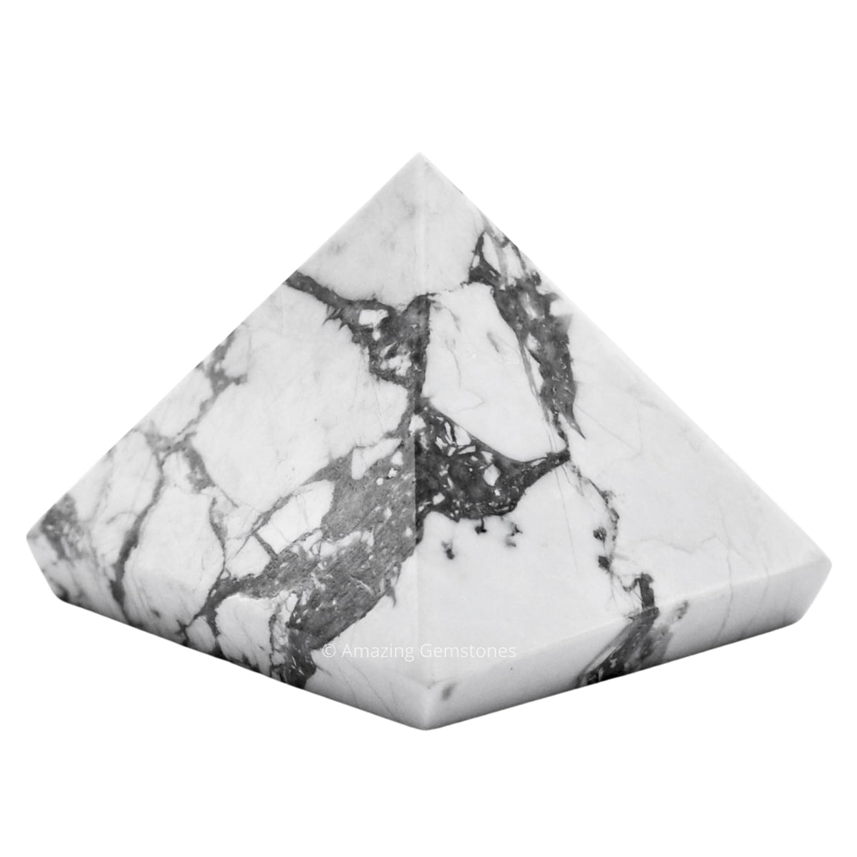 Amazing Gemstone Howlite Pyramid Crystal Healing Stones - 1" Great Pyramid Figurine of Natural Stone Pyramid for Meditation, Reiki, Chakra Balancing and Crystal Pyramids Grid