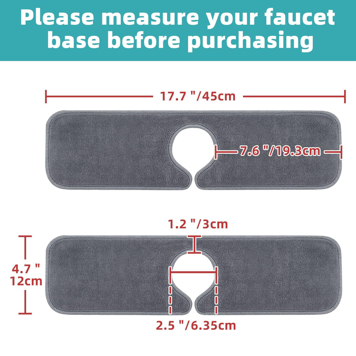 PoYang 4 Pack Faucet Mat for Kitchen Sink Splash Guard Short: Super Absorbent Microfiber Sink Water Splash Guard Behind Kitchen Faucet Mat for Bathroom, RV Protector, Machine Washable 17.7'' x 4.7''