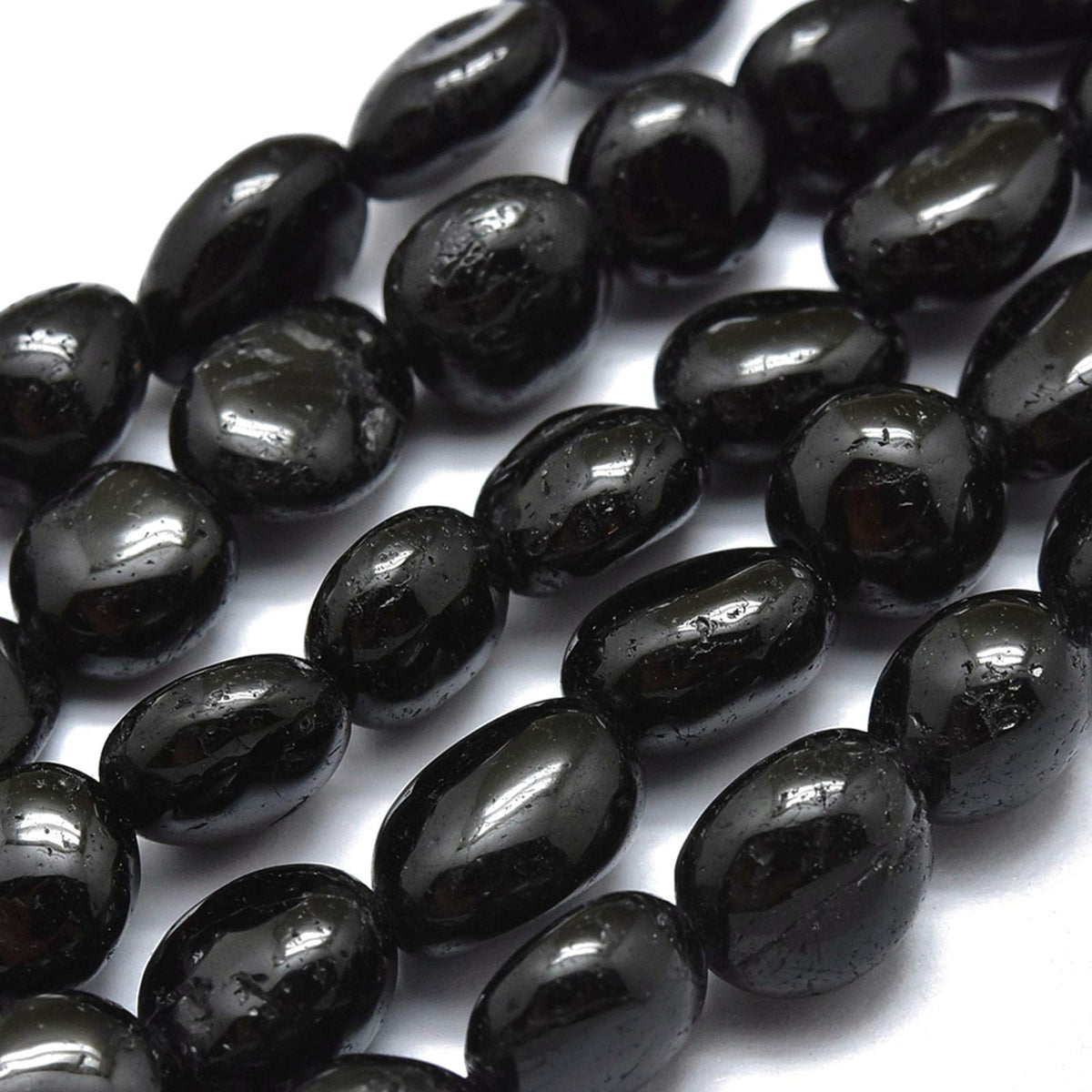 Fashewelry 43Pcs Irregular Natural Black Tourmaline Stone Beads Nugget Tumbled Chakra Healing Gemstone Beads Crystal Healing Loose Beads 8-10x7-8mm for Earring Bracelet Necklace Jewelry