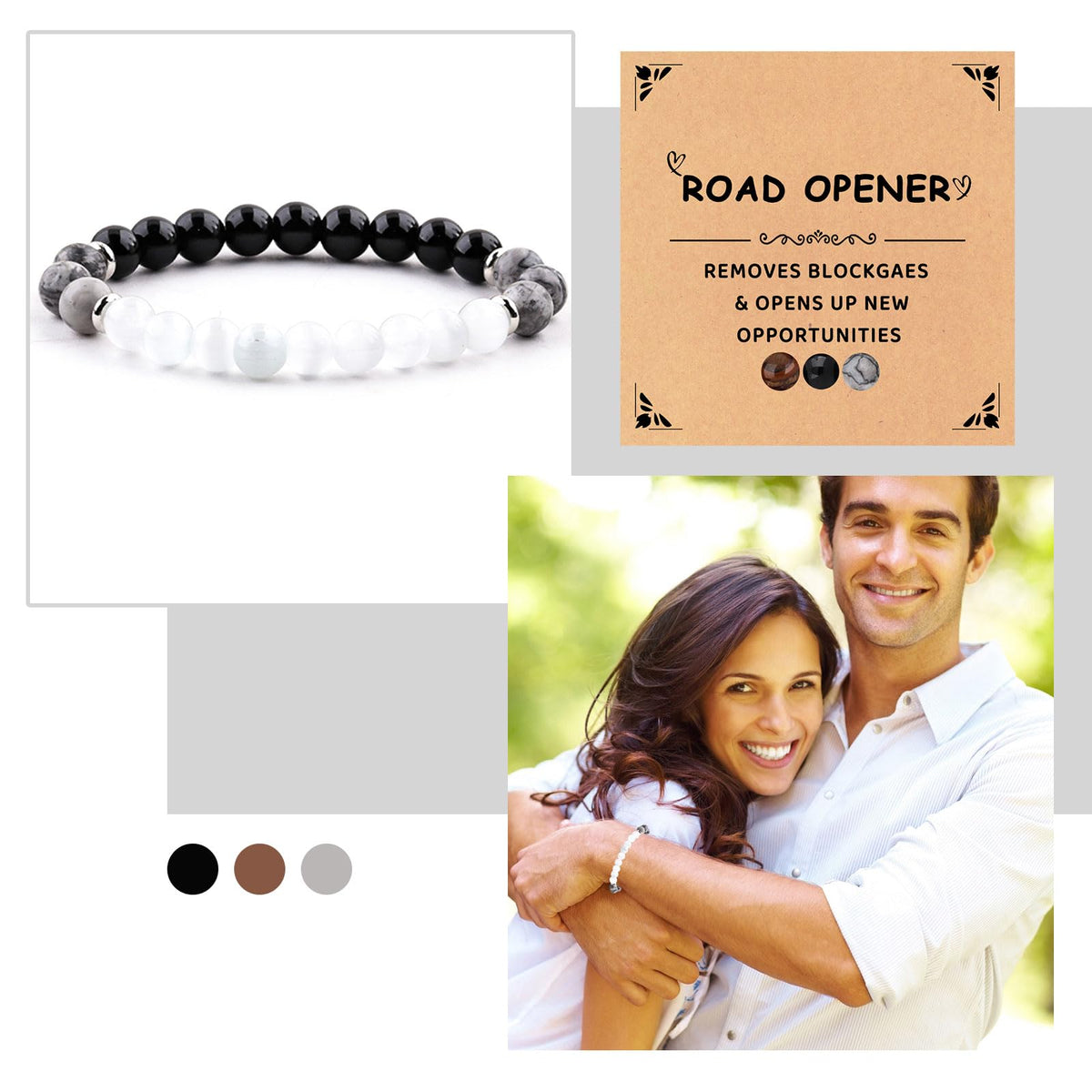 Lucky And Protection Bracelet,8mm Healing Crystal Bracelet,Stress Relief Anxiety Yoga Bracelet Brings Lucky Charm Presents