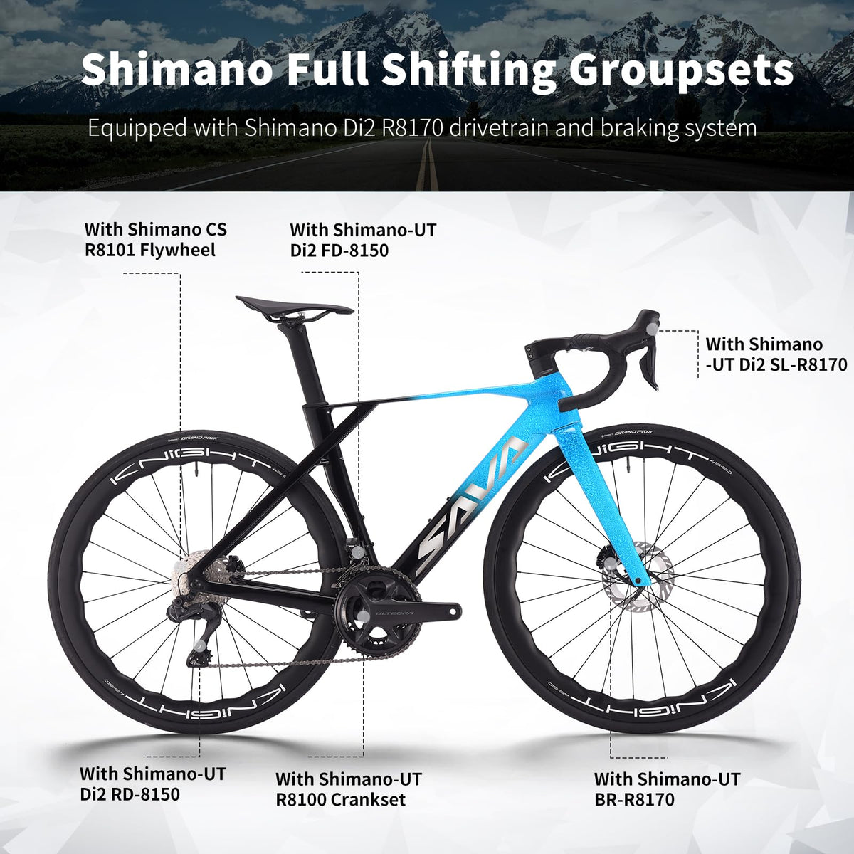 SAVADECK SLR8-Ultegra Full Carbon Road Bike with Shimano 105 R8170 24S Set for Adults, (Wave Pattern(W45), Red, 48cm)