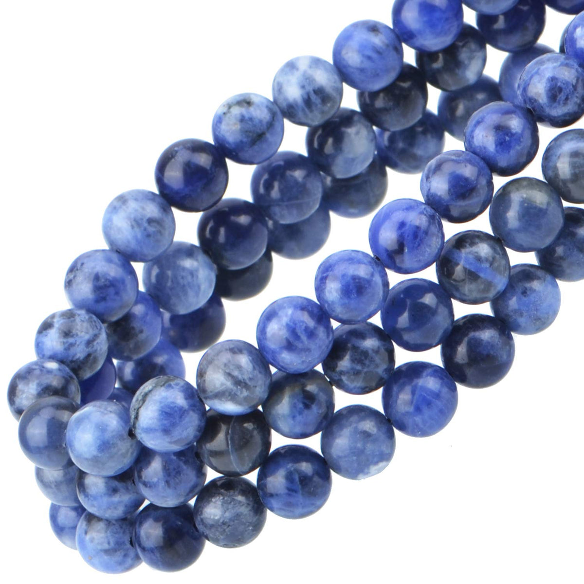 100Pcs Natural Crystal Beads Stone Gemstone Round Loose Energy Healing Beads with Free Crystal Stretch Cord for Jewelry Making (Blue Sodalite, 8MM)