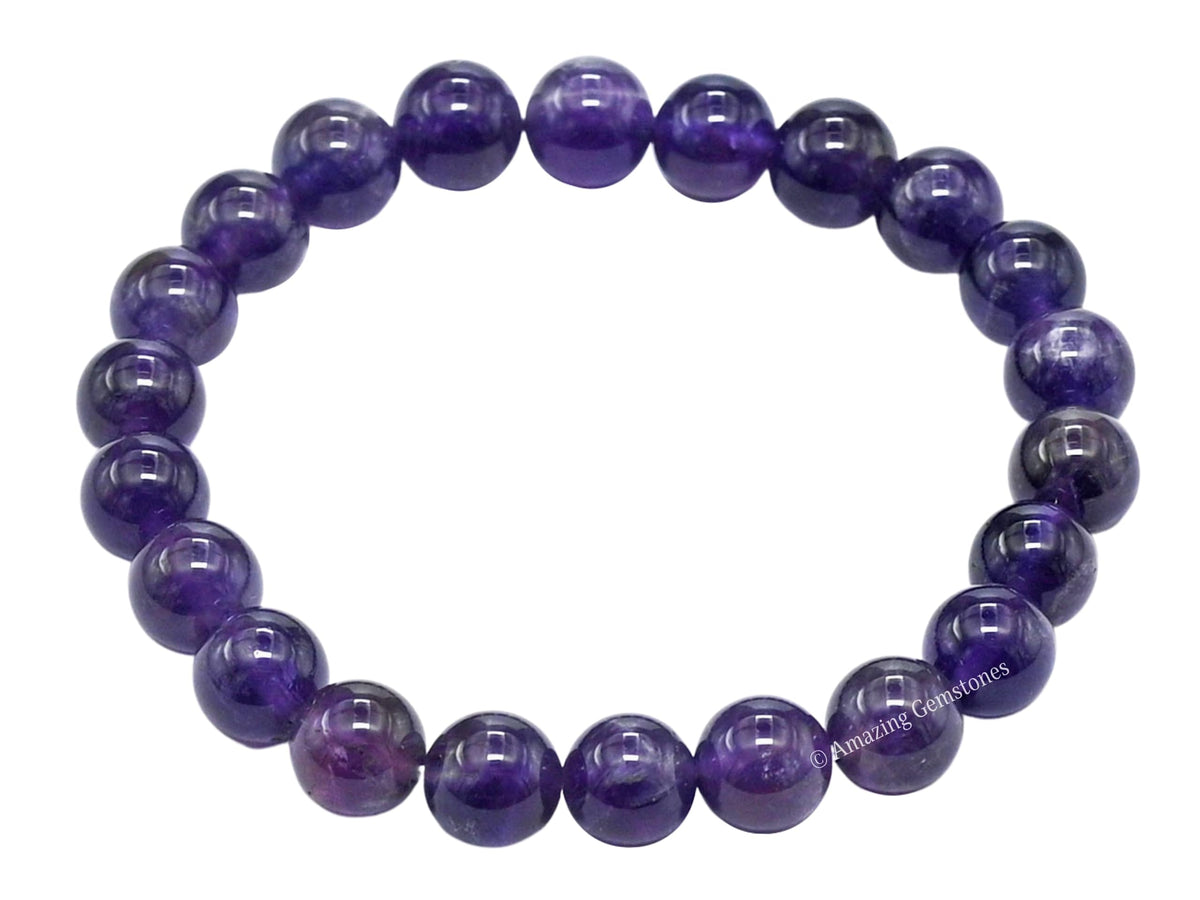 Amazing Gemstone Crystal Bracelet for Women Men's Gifts - Protection Healing Crystal Bracelet - 8mm Gemstone Beaded Stretchable Bracelet Pulseras Para Hombres Mujer Stocking Stuffers Mothers Day Gift (Amethyst)