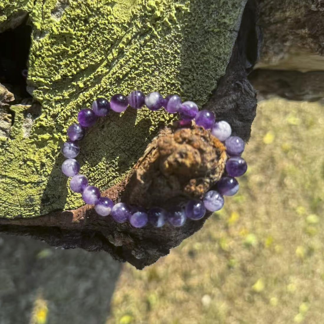 8MM Amethyst Bracelet (Include Cotton-like) | Natural and Classic | Resisting Negative Energy | Dream Amethyst | For Girlfriend Mom Sister | fits for small wrist size about 6.5-7 inch