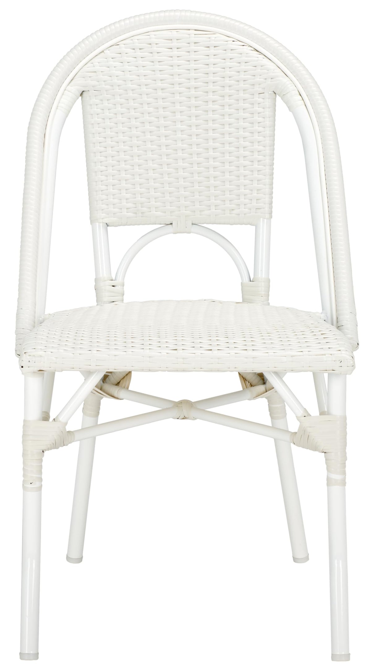 SAFAVIEH Outdoor - Torino Bistro Chair Set of 2 - White - Faux Wicker & Aluminum Frame - Bistro Side Chair Design - Ideal for Patio, Deck, Sunroom, Dining Area, 18" Seat Height (PAT7550C-SET2)