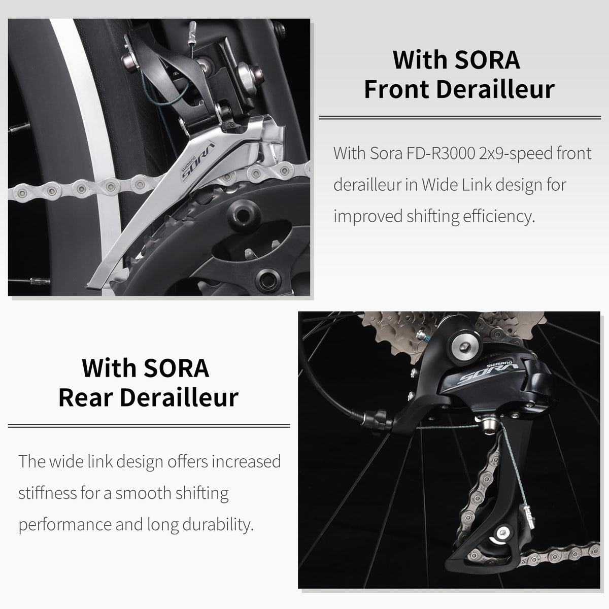 SAVADECK Carbon Road Bike with Shimano SORA R3000 18 Speed Derailleur System,Racing Bicycle with Carbon Fiber Frame Carbon Fork and Double V Brake for Adult.(Black 56cm)