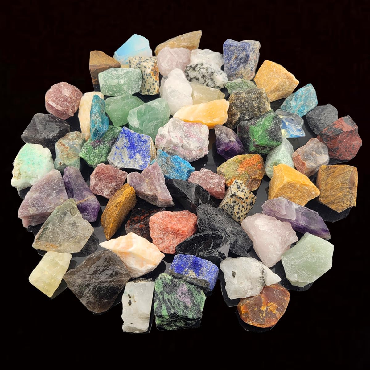 3.6lbs Bulk Natural Rocks for Tumbling,25Kinds Rocks Minerals Collections Raw Crystals Rough Stones for Polishing Gemstones Crystals and Healing Stones for Wicca Reiki (3.6lb(60-80pcs))