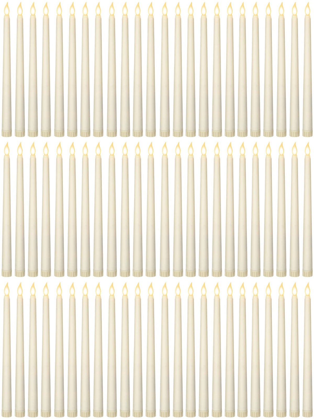 Retisee 100 Pcs 11 Inch Flameless Taper Candles LED Candles Bulk Battery Operated Taper Candle Flickering LED Candlesticks for Valentines Birthday Wedding Party Decor (Classic Style,Ivory)