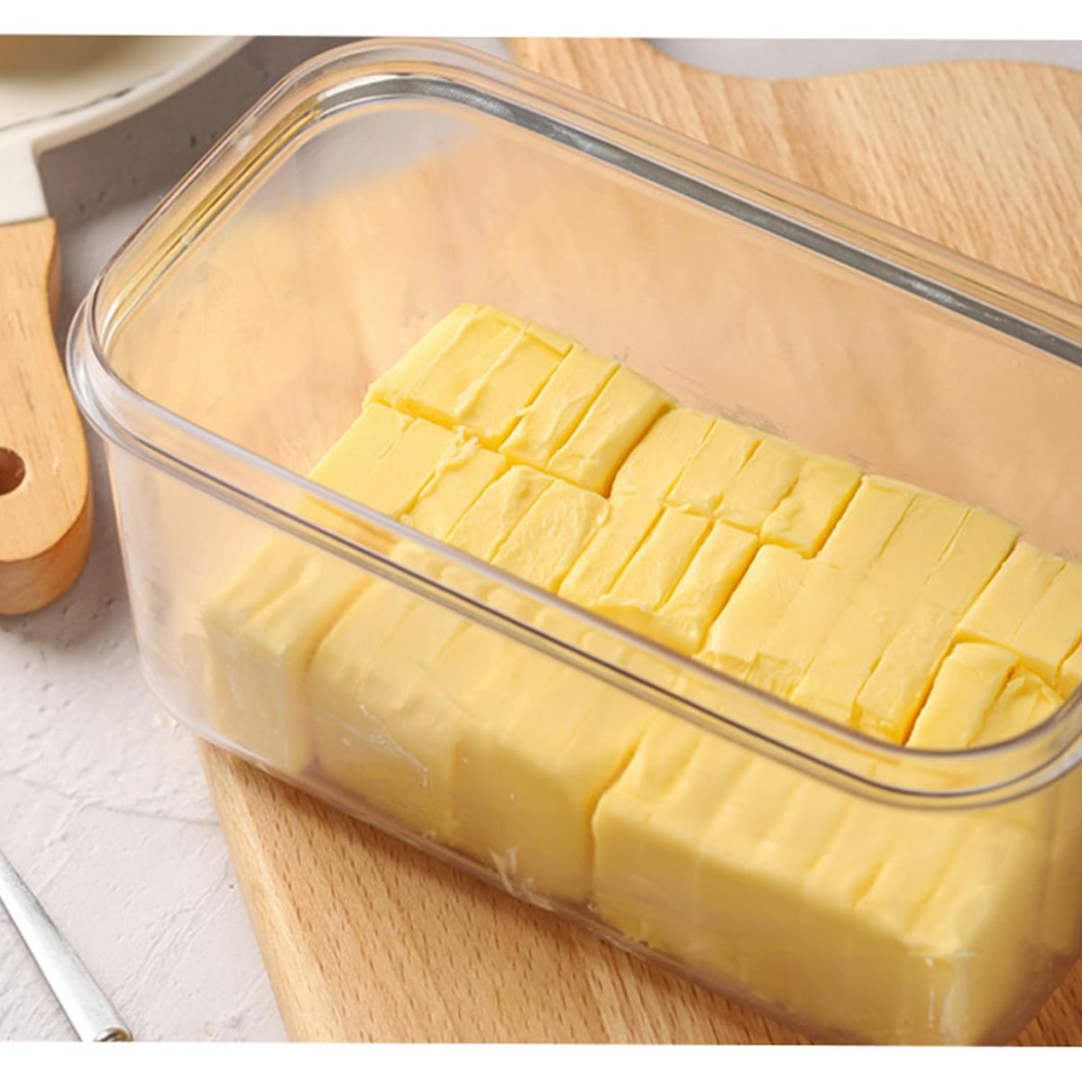 UNIVIVO Butter Slicer Cutter, Stick Butter Container Dish with Lid for Fridge, Easy Cutting Two 4oz Sticks Butter (Large-450g)