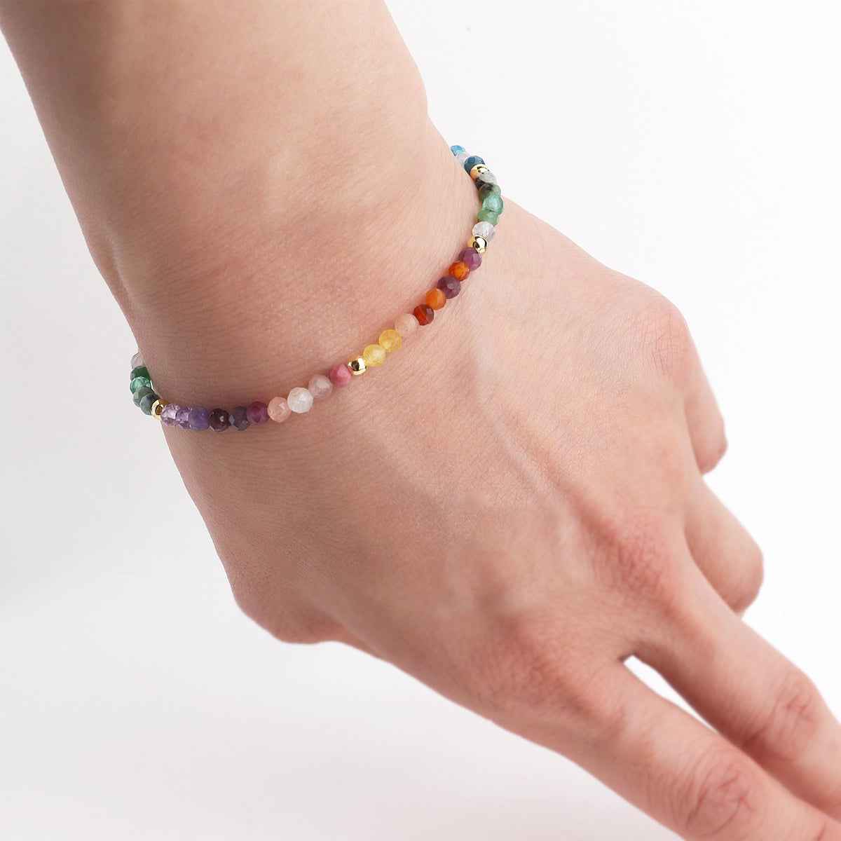 Agriajun Colorful Beaded Gemstone Bracelets for Women, Boho Handmade Rainbow Gold Natural Stone Beads Adjustable Friendship Bracelet Bohemian Jewelry Gift