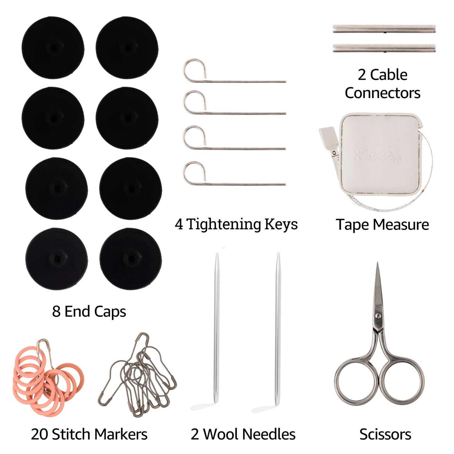 KnitPro Dreamz Grande Set 5 inch Circular Knitting Needles Size 2.5, 3, 4, 5, 6, 7, 8, 9, 10, 10.5, 11, 13, 15, 17 Interchangeable, 6 Cables, 4 Connectors, Fabric Case & More with Project Bag