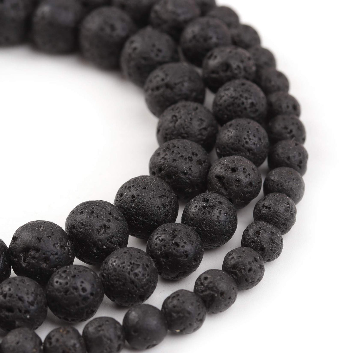Filluck Natural Stone Beads 8mm Black Lava Polished Round Smooth Gemstone Beads for Jewelry Making 15 Inch(Black Lava,8mm)