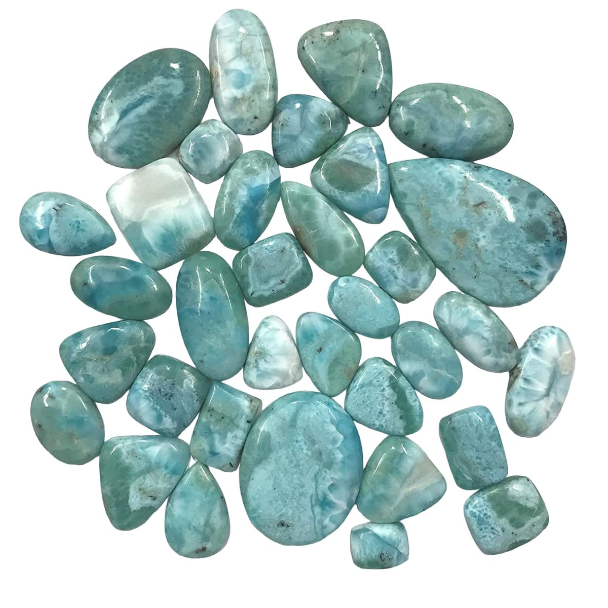 GEMKORA 75+ CTS Natural Larimar Gemstones Wholesale Cabochons Lot, Jewelry Making Loose Gemstone, Polished Gems, DIY, Wire Wrapping, Reiki, Wikka, Healing Crystals, Bulk Gemstone Deal