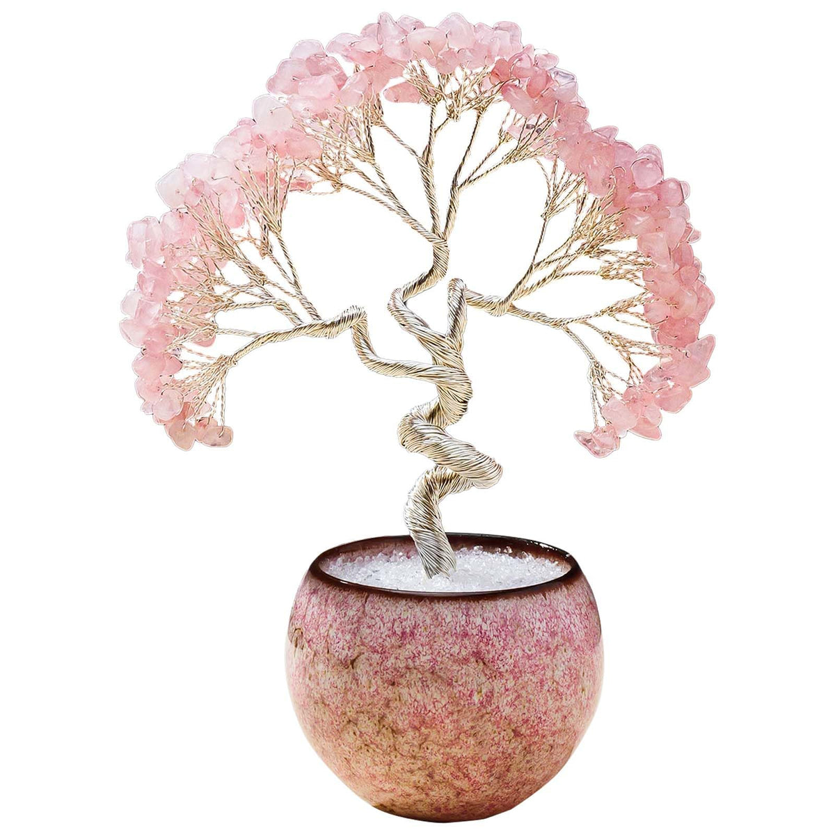 Runyangshi Rose Quartz Crystal Tree of Life - 7in Chakra Crystal Money Tree with 297 Natural Healing Crystal Gemstone for Love, Feng Shui, Luck, Balancing Energy Home Decor & Spiritual Gift