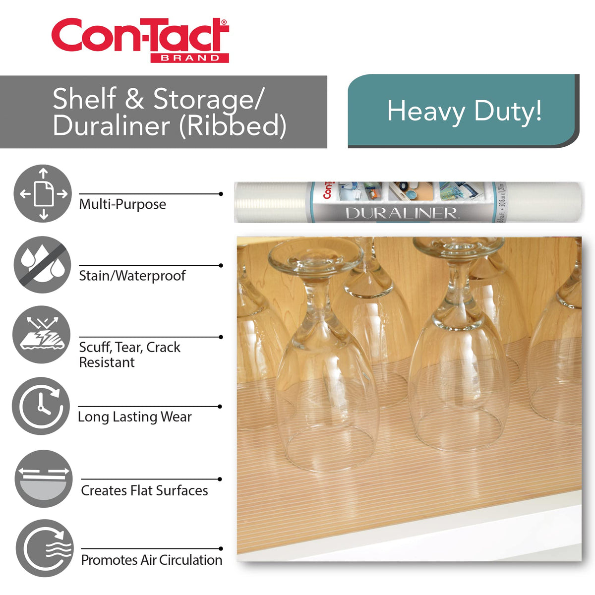 Con-Tact Brand Duraliner Shelf Liner, Non-Adhesive and Multi-Use Drawer Liner, Made of Vinyl, Waterproof Liner, 12" x 25', Diamond Clear