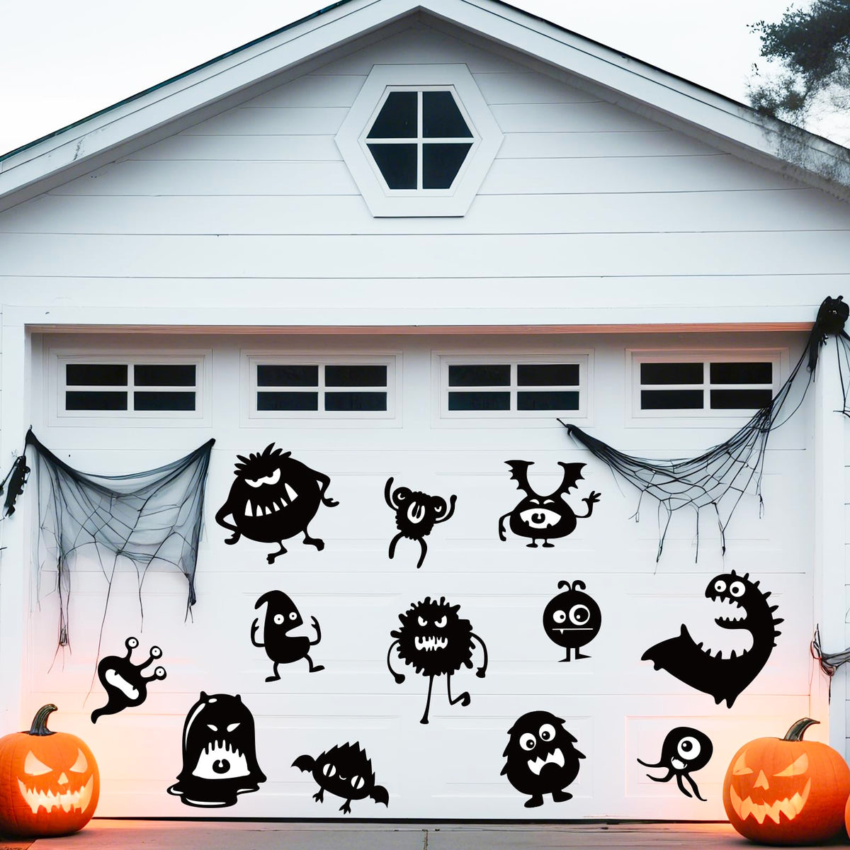 JarThenaAMCS 12 Pcs Halloween Garage Magnets Decoration Spooky Monster Garage Door Decals Magnetic Refrigerator Stickers for Halloween Party Home Car