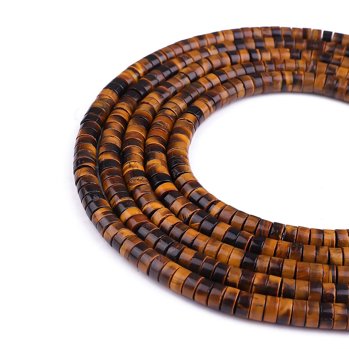BEADIA Natural Yellow Tiger Eye Spacer Beads Caps Loose Semi Gemstone for Beading Jewelry Making 6mmx3mm 38cm