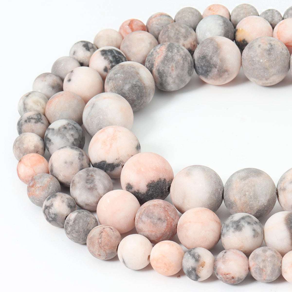 Siomia 60pcs 6mm Natural Matte Pink Zebra Jasper Beads Energy Healing Crystal Round Loose Stone Beads for Jewelry Making, DIY Bracelets Necklaces