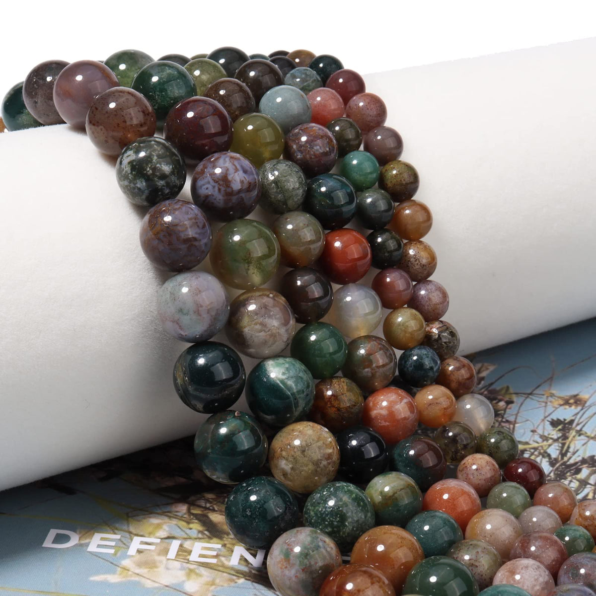 35pcs 10mm Natural Stone Beads Indian Agate Beads Energy Crystal Healing Power Gemstone for Jewelry Making, DIY Bracelet Necklace