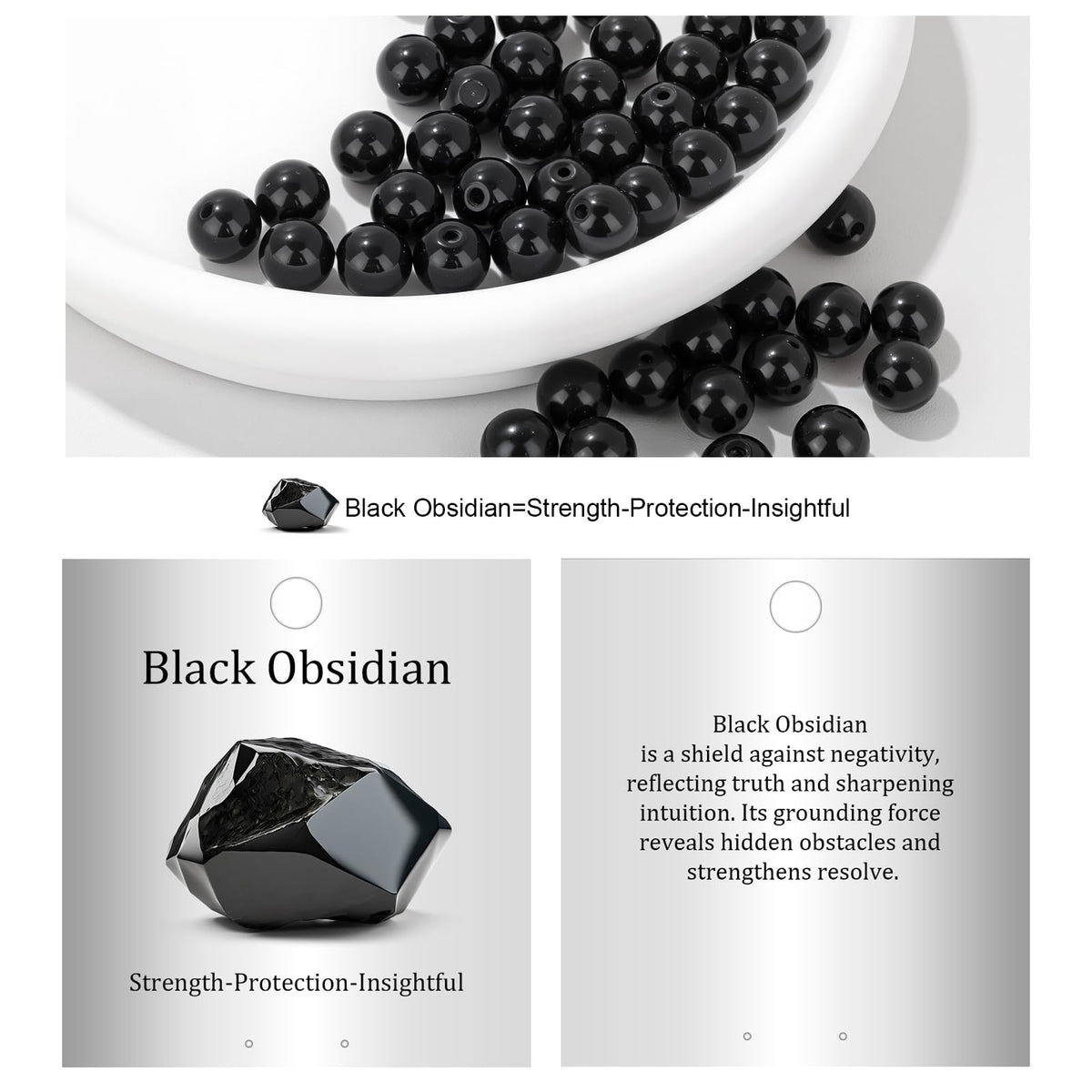 Vinswet 90pcs 4mm Black Obsidian Natural Stone Beads Round Genuine Real Stone Beading Loose Gemstones DIY Smooth Bead for Bracelet Necklace Earrings Jewelry Making
