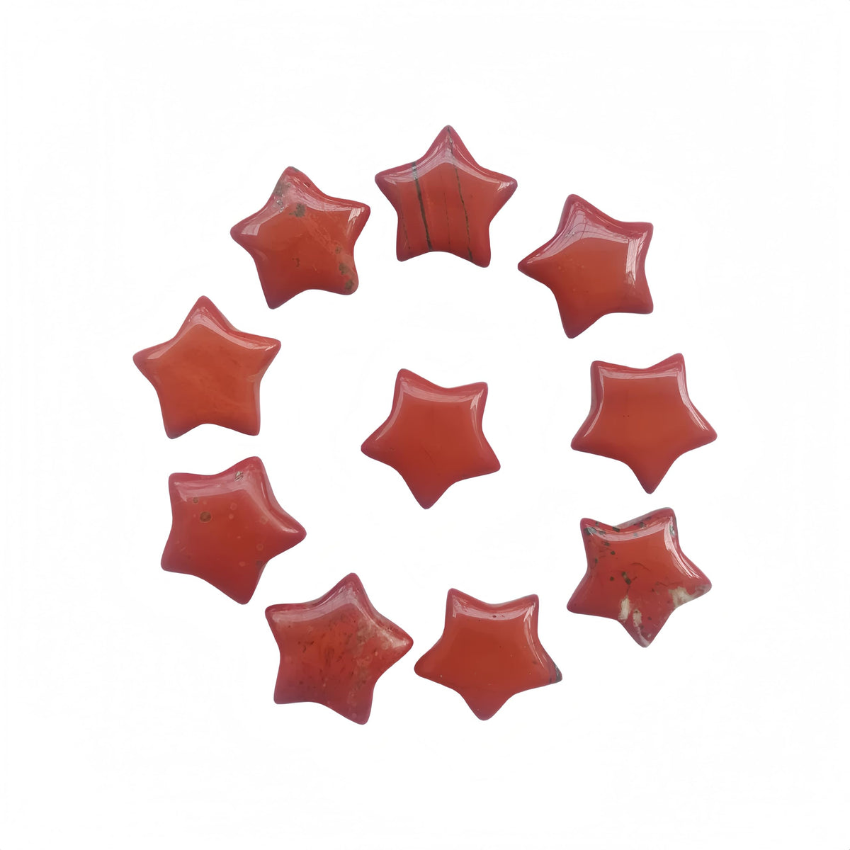 Sunshcat Natural Red Jasper 10Pcs Star Shaped Thumb Crystals and Healing Stone,0.6" Haped DIY Jewelry