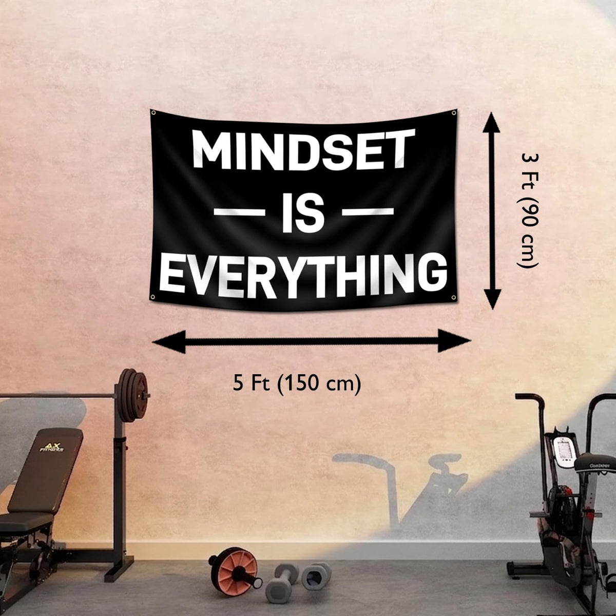 Mindset is Everything Flag 3x5 Feet Motivational Fitness Inspirational Flag For Home Gym Wall Decor College Dorm Room Bedroom Office Sign