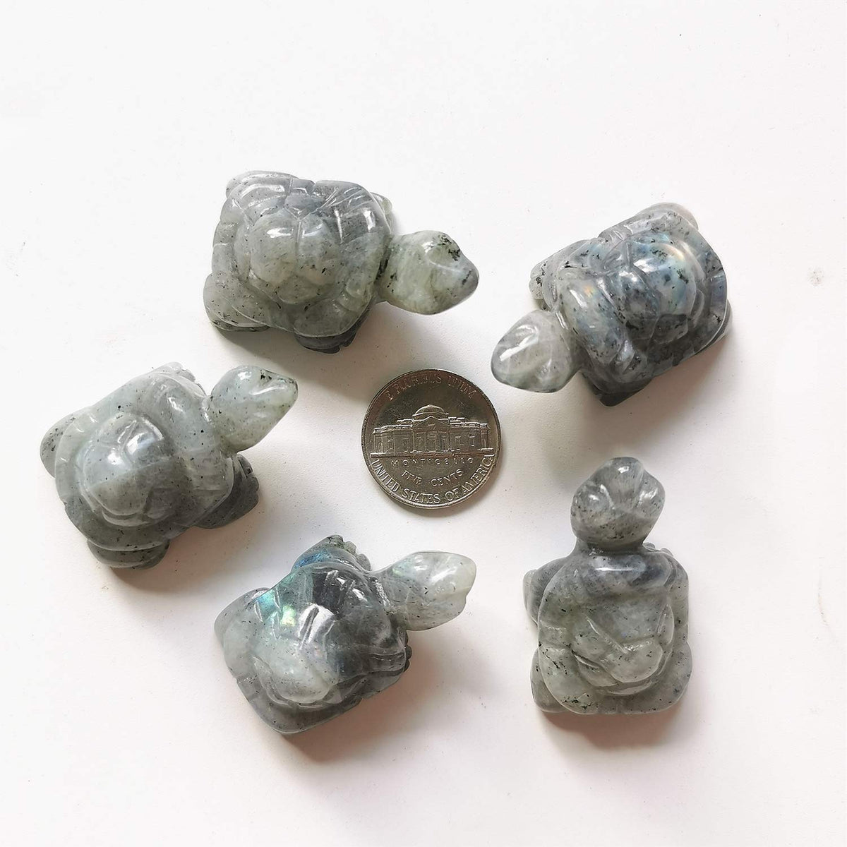 Gemgogo 2 Pcs White Moonstone Crystals and Healing Stones Tortoise, 1.5 Inches Reiki Pocket Gemstone Figurines Room Decor Gemstone