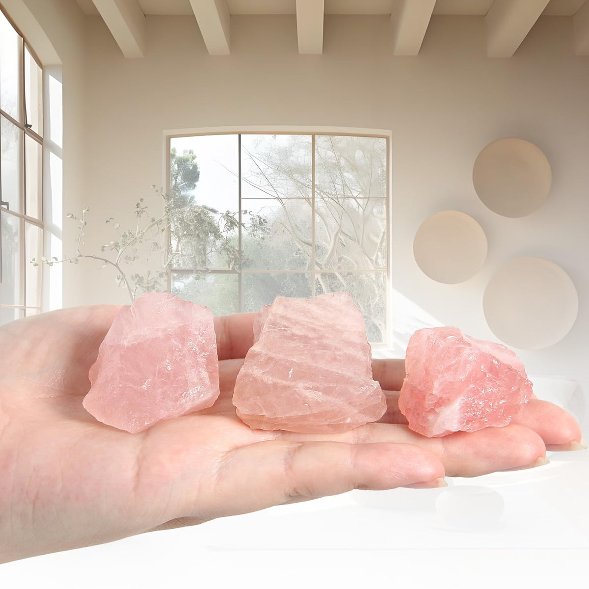 1.1lb Bulk Raw Rose Quartz Stone Rough Crystal-Natural Raw Stones Crystal for Tumbling, Cabbing, Fountain Rocks, Decoration,Polishing, Wire Wrapping, Wicca & Reiki Crystal Healing