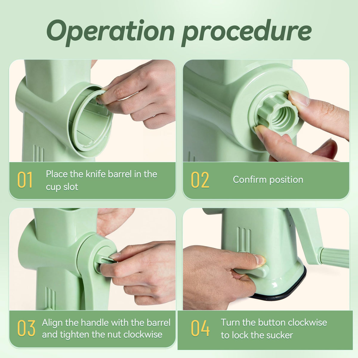 Rotary Ice Shaver Manual - Stainless Steel Blade, Quick Labor-Saving Handle, Safe Stable Suction Base, Home Using Snow Cone Maker Machine for All Ice Cubes